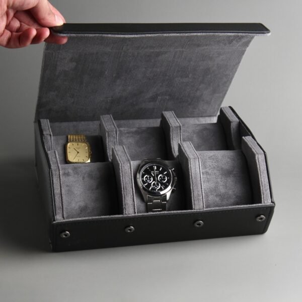 “6” Slot Travel BOX - Black / Grey Interior