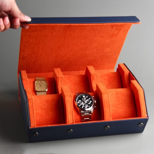 “6” Slot Travel BOX - Blue / Orange Interior
